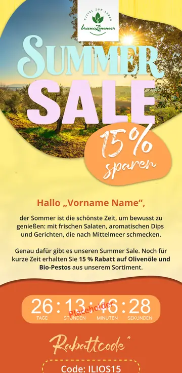 Email design by Bruno Zimmer: Summer Sale