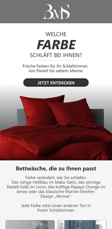 BMS Bettwaren email design: Which colour helps you sleep?