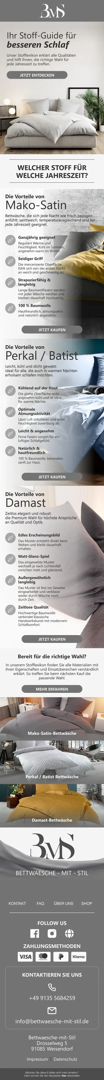 E-Mail-Design BMS Bettwaren: Ihr Stoff-Guide für besseren Schlaf
