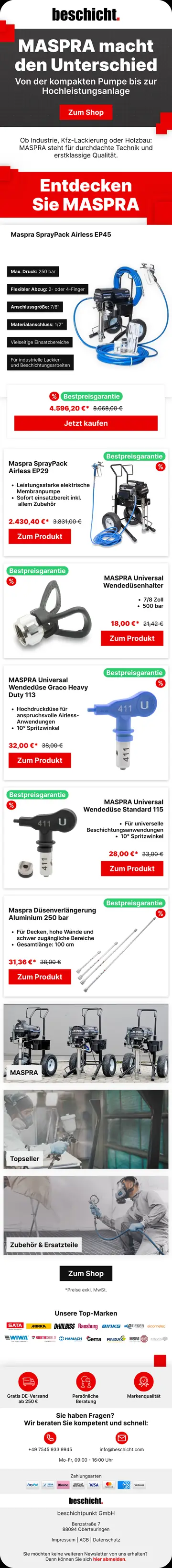 E-Mail-Design beschicht.: Markenvorstellung Maspra
