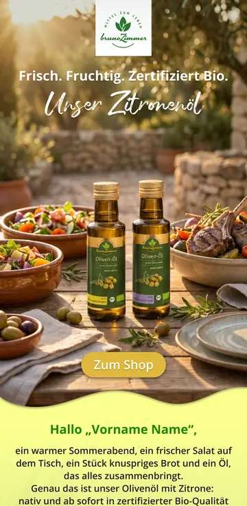 Email design by Bruno Zimmer: Olive oil with lemon & garlic