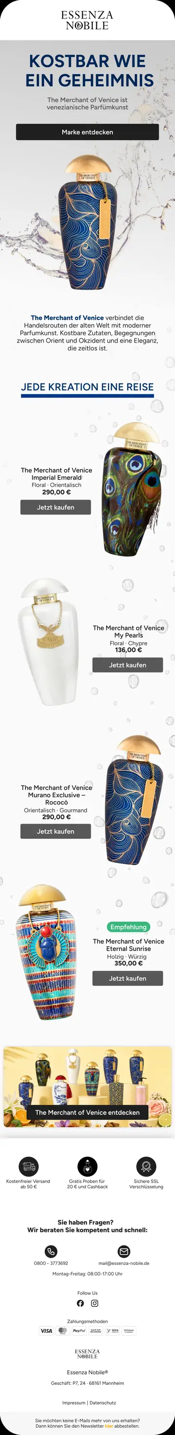 E-Mail-Design Essenza Nobile: The Merchant of Venice