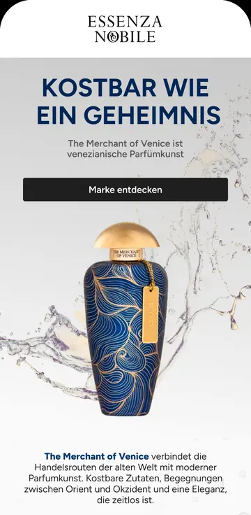 Email design: Essenza Nobile – The Merchant of Venice