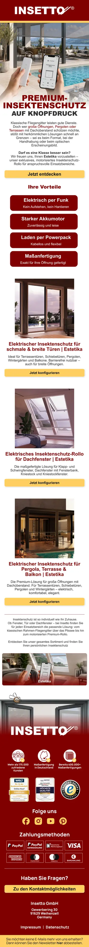 E-Mail-Design Insetto: Estetika — Insektenschutz auf Knopfdruck