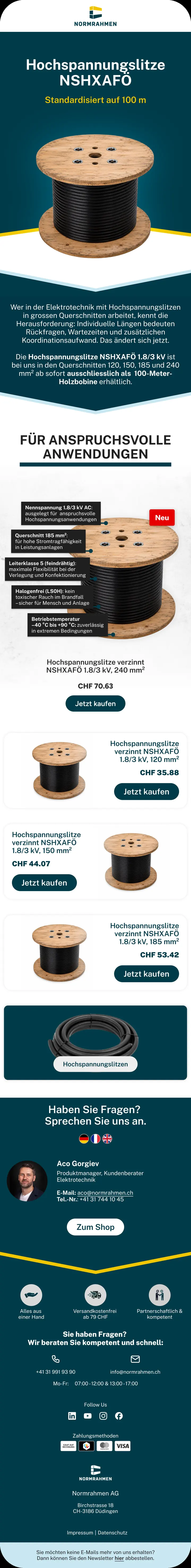 Normrahmen: Hochspannungslitze NSHXAFÖ