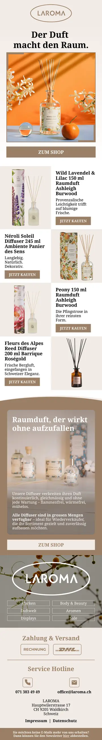 E-Mail-Design LAROMA: Der Duft macht den Raum