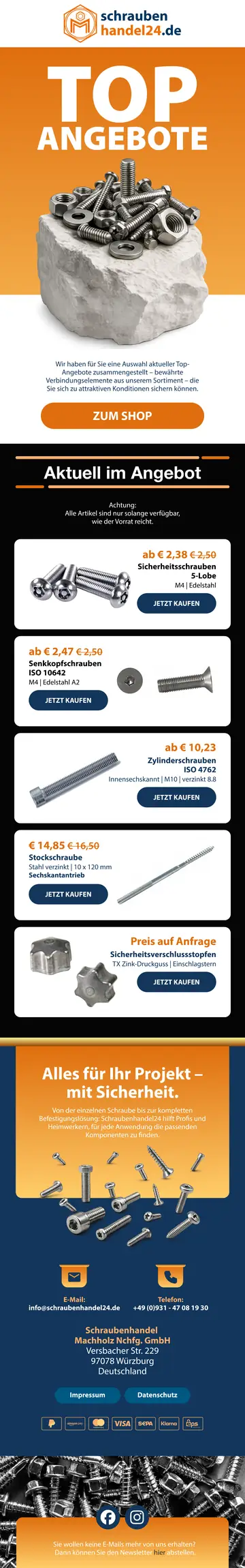 E-Mail-Design schraubenhandel24: Aktuelle Top-Angebote