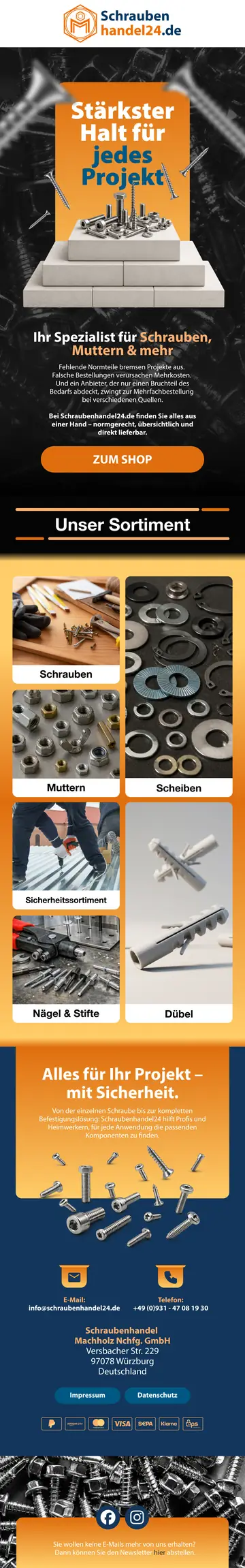 E-Mail-Design schraubenhandel24: Stärkster Halt für jedes Projekt