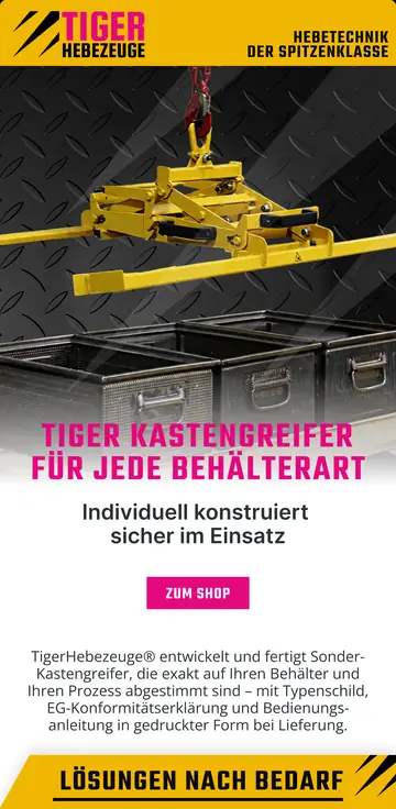 Email design for TIGER Hebezeuge: Box grabs for every type of container
