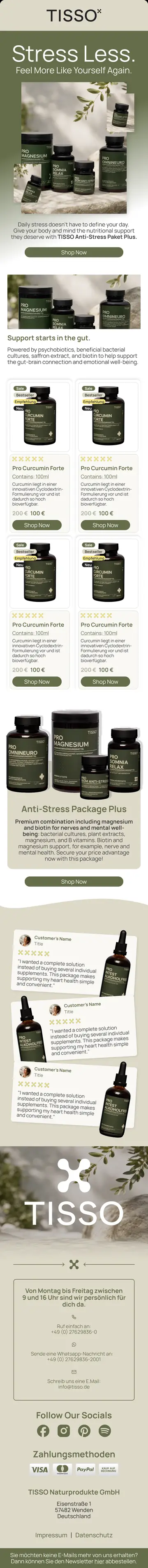 E-Mail-Design TISSO: Stress Less.