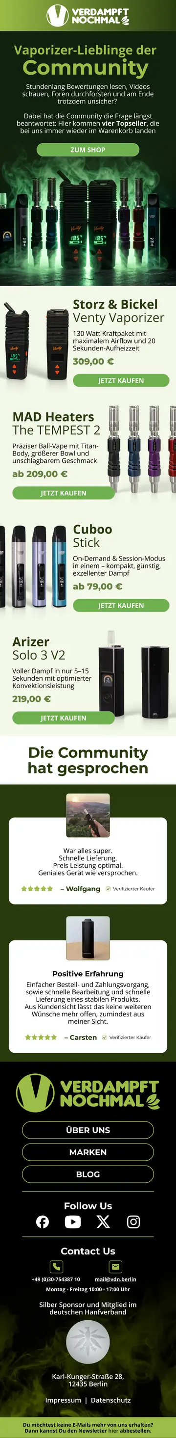 E-Mail-Design Verdampft Nochmal: Lieblinge der Community