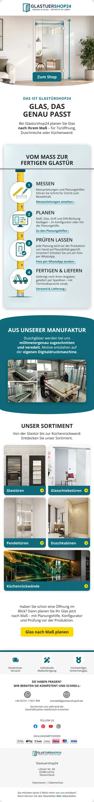 Newsletter von Glastürshop24