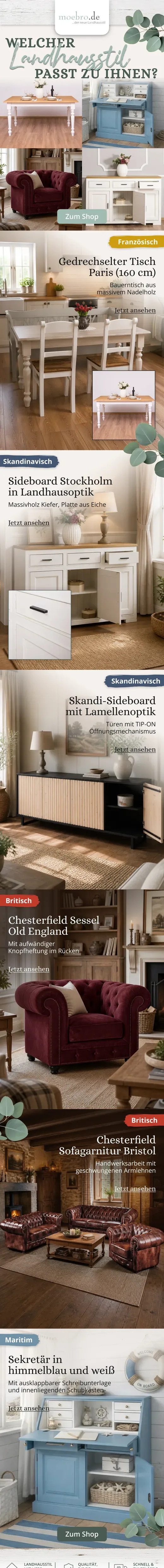 Newsletter von moebro.de: Landhausstil