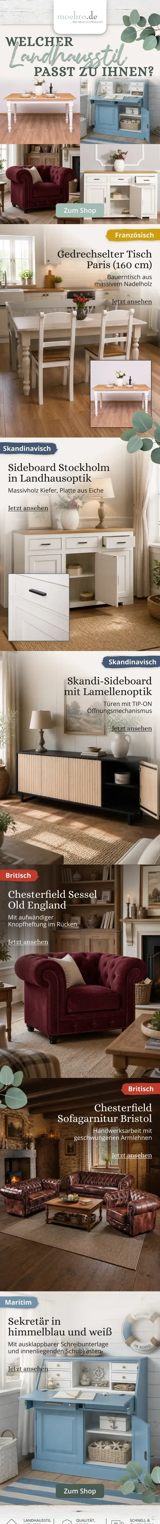 Newsletter from moebro.de: Country-style